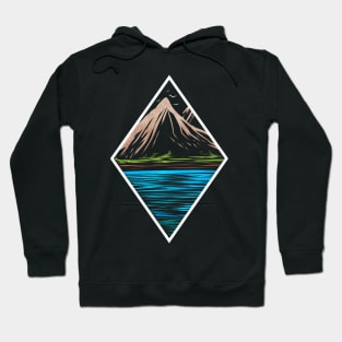 Rhombus With Mountains And A Lake As Logo For Earth Day Hoodie